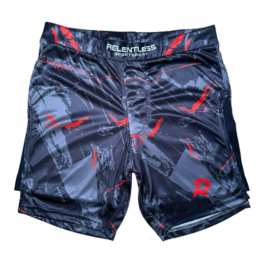 RELENTLESS High-Split Performance Shorts - Blood Red